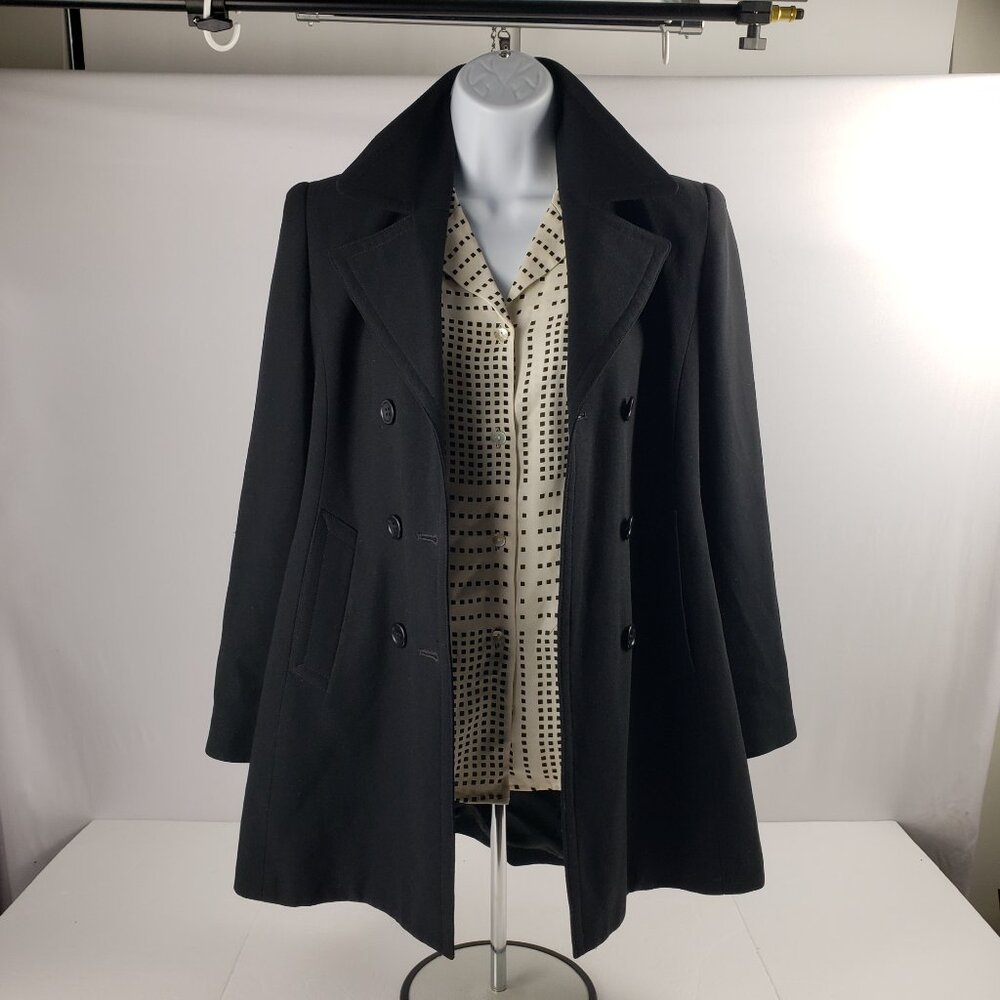 Bebe 2P Soft Black Lightweight Jacket Womens Petite Vintage Trench Coat Blazer